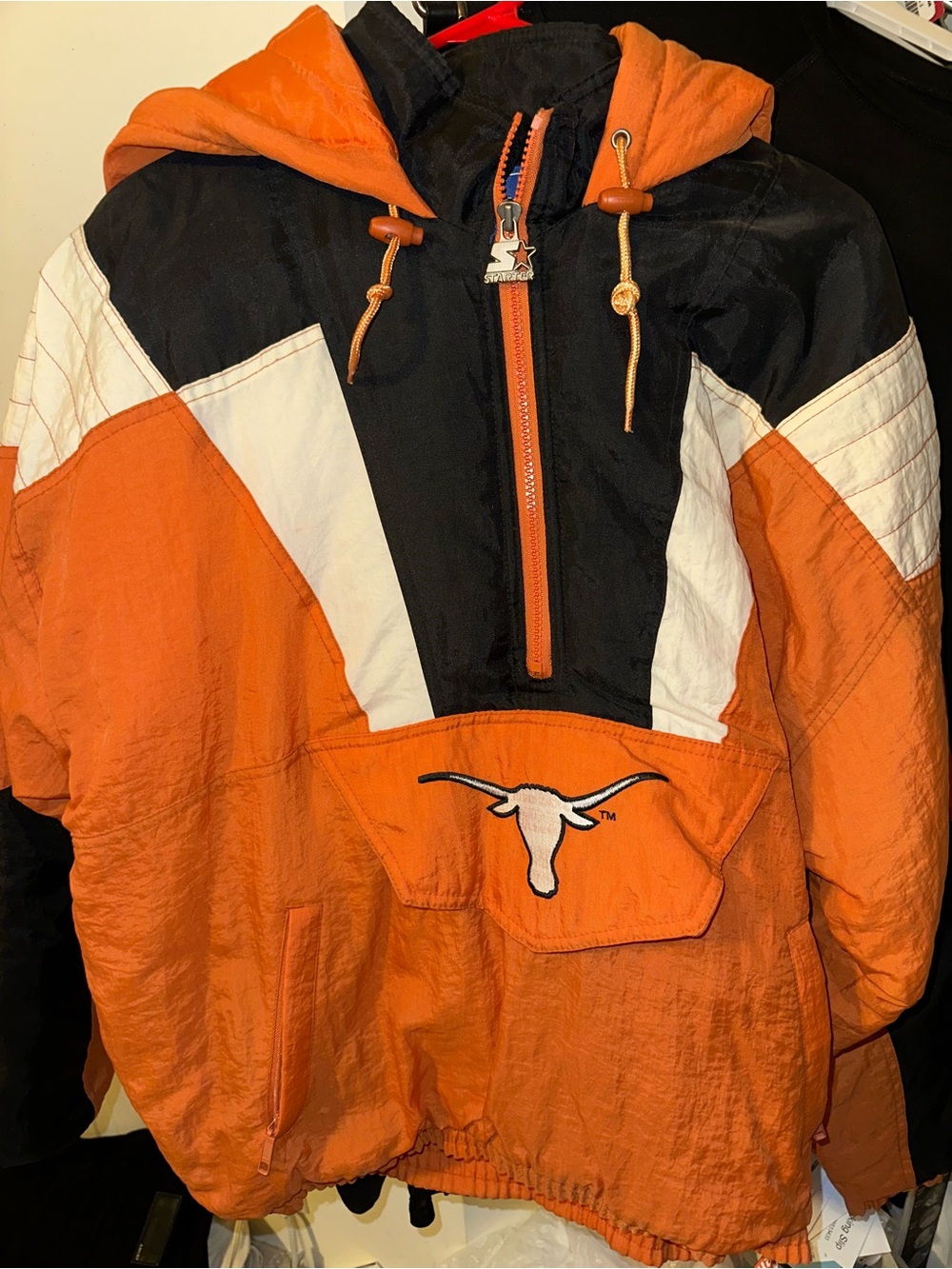 STARTER Texas longhorns Orange, Black & White Pullover Hooded Jacket